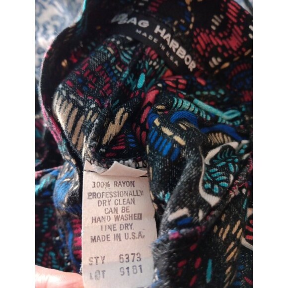 Vtg Sag Harbor Women's 9/10 Midi Skirt Bold Boho Floral Partial Wrap Rayon - Picture 7 of 7